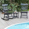 image:imageGiantex Outdoor Wood Rocking Chair  Patio Rocking Chair with Solid Rubber Wood Frame Slat Back Outside amp Indoor Rocker for Garden Poolside Balcony Backyard Lawn Front Porch Rocker NaturalBlack