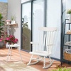 image:imageGiantex Outdoor Wood Rocking Chair  Patio Rocking Chair with Solid Rubber Wood Frame Slat Back Outside amp Indoor Rocker for Garden Poolside Balcony Backyard Lawn Front Porch Rocker NaturalWhite
