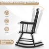 image:imageGiantex Outdoor Wood Rocking Chair  Patio Rocking Chair with Solid Rubber Wood Frame Slat Back Outside amp Indoor Rocker for Garden Poolside Balcony Backyard Lawn Front Porch Rocker NaturalBlack