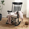 image:imageGiantex Outdoor Wood Rocking Chair  Patio Rocking Chair with Solid Rubber Wood Frame Slat Back Outside amp Indoor Rocker for Garden Poolside Balcony Backyard Lawn Front Porch Rocker NaturalBlack