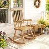 image:imageGiantex Outdoor Wood Rocking Chair  Patio Rocking Chair with Solid Rubber Wood Frame Slat Back Outside amp Indoor Rocker for Garden Poolside Balcony Backyard Lawn Front Porch Rocker NaturalNatural