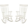 image:imageGiantex Outdoor Wood Rocking Chair  Patio Rocking Chair with Solid Rubber Wood Frame Slat Back Outside amp Indoor Rocker for Garden Poolside Balcony Backyard Lawn Front Porch Rocker NaturalWhite