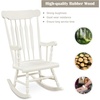 image:imageGiantex Outdoor Wood Rocking Chair  Patio Rocking Chair with Solid Rubber Wood Frame Slat Back Outside amp Indoor Rocker for Garden Poolside Balcony Backyard Lawn Front Porch Rocker NaturalWhite