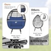 image:imageGiantex Oversized Wicker Egg Chair Outdoor amp Indoor Hammock Chair with Thick Cushions 2Person PE Rattan Lounge Chair Swing Chair for Patio BackyardPorch 450 LBS Weight Capacity Mix BrownDark Blue