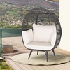 image:imageGiantex Oversized Wicker Egg Chair Outdoor amp Indoor Hammock Chair with Thick Cushions 2Person PE Rattan Lounge Chair Swing Chair for Patio BackyardPorch 450 LBS Weight Capacity Mix BrownMix Brown