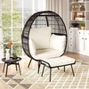 image:imageGiantex Oversized Wicker Egg Chair Outdoor amp Indoor Hammock Chair with Thick Cushions 2Person PE Rattan Lounge Chair Swing Chair for Patio BackyardPorch 450 LBS Weight Capacity Mix BrownMix Brown