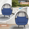 image:imageGiantex Oversized Wicker Egg Chair Outdoor amp Indoor Hammock Chair with Thick Cushions 2Person PE Rattan Lounge Chair Swing Chair for Patio BackyardPorch 450 LBS Weight Capacity Mix BrownDark Blue
