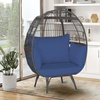 image:imageGiantex Oversized Wicker Egg Chair Outdoor amp Indoor Hammock Chair with Thick Cushions 2Person PE Rattan Lounge Chair Swing Chair for Patio BackyardPorch 450 LBS Weight Capacity Mix BrownDark Blue