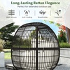 image:imageGiantex Oversized Wicker Egg Chair Outdoor amp Indoor Hammock Chair with Thick Cushions 2Person PE Rattan Lounge Chair Swing Chair for Patio BackyardPorch 450 LBS Weight Capacity Mix BrownMix Brown
