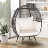 image:imageGiantex Oversized Wicker Egg Chair Outdoor amp Indoor Hammock Chair with Thick Cushions 2Person PE Rattan Lounge Chair Swing Chair for Patio BackyardPorch 450 LBS Weight Capacity Mix BrownMix Brown