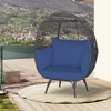 image:imageGiantex Oversized Wicker Egg Chair Outdoor amp Indoor Hammock Chair with Thick Cushions 2Person PE Rattan Lounge Chair Swing Chair for Patio BackyardPorch 450 LBS Weight Capacity Mix BrownDark Blue