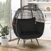 image:imageGiantex Oversized Wicker Egg Chair Outdoor amp Indoor Hammock Chair with Thick Cushions 2Person PE Rattan Lounge Chair Swing Chair for Patio BackyardPorch 450 LBS Weight Capacity Mix BrownBlack