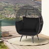 image:imageGiantex Oversized Wicker Egg Chair Outdoor amp Indoor Hammock Chair with Thick Cushions 2Person PE Rattan Lounge Chair Swing Chair for Patio BackyardPorch 450 LBS Weight Capacity Mix BrownBlack