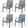 image:imageGiantex Patio Chairs Set of 2 Outdoor Chairs with All Weather Fabric High Backrest Armrests Heavy Duty Metal Armchair Outside Dining Chairs for Porch Lawn Garden Yard Pool Blue amp BlackBlue  Black