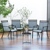 image:imageGiantex Patio Chairs Set of 2 Outdoor Chairs with All Weather Fabric High Backrest Armrests Heavy Duty Metal Armchair Outside Dining Chairs for Porch Lawn Garden Yard Pool Blue amp BlackBlue  Black