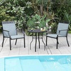 image:imageGiantex Patio Chairs Set of 2 Outdoor Chairs with All Weather Fabric High Backrest Armrests Heavy Duty Metal Armchair Outside Dining Chairs for Porch Lawn Garden Yard Pool Blue amp BlackBlue  Black