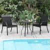 image:imageGiantex Patio Chairs Set of 2 Outdoor Chairs with All Weather Fabric High Backrest Armrests Heavy Duty Metal Armchair Outside Dining Chairs for Porch Lawn Garden Yard Pool Blue amp BlackBlack
