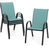 image:imageGiantex Patio Chairs Set of 2 Stackable Outdoor Dining Chairs with Breathable amp QuickDry Fabric amp Armrests for All Weather Lawn Backyard PoolsidePorch Deck 330 LBS Capacity BlueTurquoise Blue