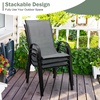 image:imageGiantex Patio Chairs Set of 2 Stackable Outdoor Dining Chairs with Breathable amp QuickDry Fabric amp Armrests for All Weather Lawn Backyard PoolsidePorch Deck 330 LBS Capacity BlueGrey