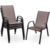 image:imageGiantex Patio Chairs Set of 2 Stackable Outdoor Dining Chairs with Breathable amp QuickDry Fabric amp Armrests for All Weather Lawn Backyard PoolsidePorch Deck 330 LBS Capacity BlueBrown
