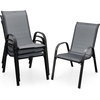 image:imageGiantex Patio Chairs Set of 2 Stackable Outdoor Dining Chairs with Breathable amp QuickDry Fabric amp Armrests for All Weather Lawn Backyard PoolsidePorch Deck 330 LBS Capacity BlueGrey