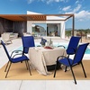 image:imageGiantex Patio Chairs Set of 2 Stackable Outdoor Dining Chairs with Breathable amp QuickDry Fabric amp Armrests for All Weather Lawn Backyard PoolsidePorch Deck 330 LBS Capacity BlueBlue