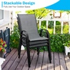 image:imageGiantex Patio Chairs Set of 2 Stackable Outdoor Dining Chairs with Breathable amp QuickDry Fabric amp Armrests for All Weather Lawn Backyard PoolsidePorch Deck 330 LBS Capacity BlueGrey