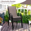 image:imageGiantex Patio Chairs Set of 2 Stackable Outdoor Dining Chairs with Breathable amp QuickDry Fabric amp Armrests for All Weather Lawn Backyard PoolsidePorch Deck 330 LBS Capacity BlueBrown