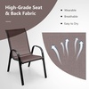 image:imageGiantex Patio Chairs Set of 2 Stackable Outdoor Dining Chairs with Breathable amp QuickDry Fabric amp Armrests for All Weather Lawn Backyard PoolsidePorch Deck 330 LBS Capacity BlueBrown