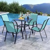 image:imageGiantex Patio Chairs Set of 2 Stackable Outdoor Dining Chairs with Breathable amp QuickDry Fabric amp Armrests for All Weather Lawn Backyard PoolsidePorch Deck 330 LBS Capacity BlueTurquoise Blue
