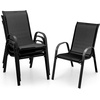 image:imageGiantex Patio Chairs Set of 2 Stackable Outdoor Dining Chairs with Breathable amp QuickDry Fabric amp Armrests for All Weather Lawn Backyard PoolsidePorch Deck 330 LBS Capacity BlueBlack