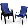 image:imageGiantex Patio Chairs Set of 2 Stackable Outdoor Dining Chairs with Breathable amp QuickDry Fabric amp Armrests for All Weather Lawn Backyard PoolsidePorch Deck 330 LBS Capacity BlueBlue
