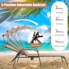 image:imageGiantex Patio Chaise Lounge Chair Outdoor Beach Chair with Adjustable Canopy Cupholder 5Level Backrest Metal Frame Sunbathing Lounger for Tanning Outside Poolside Yard Lawn BrownBrown