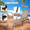 image:imageGiantex Patio Chaise Lounge Chair Outdoor Beach Chair with Adjustable Canopy Cupholder 5Level Backrest Metal Frame Sunbathing Lounger for Tanning Outside Poolside Yard Lawn BrownBrown