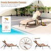image:imageGiantex Patio Chaise Lounge Chair Outdoor Beach Chair with Adjustable Canopy Cupholder 5Level Backrest Metal Frame Sunbathing Lounger for Tanning Outside Poolside Yard Lawn BrownBrown