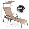 image:imageGiantex Patio Chaise Lounge Chair Outdoor Beach Chair with Adjustable Canopy Cupholder 5Level Backrest Metal Frame Sunbathing Lounger for Tanning Outside Poolside Yard Lawn BrownBrown