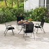 image:imageGiantex Patio Folding Chairs Set of 2 Portable Outdoor Dining Chairs with Rustproof Metal Frame for Lawn Front Porch Deck Garden Backyard Camping WhiteBlack