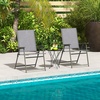 image:imageGiantex Patio Folding Chairs Set of 2 Portable Outdoor Dining Chairs with Rustproof Metal Frame for Lawn Front Porch Deck Garden Backyard Camping WhiteGrey