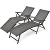 image:imageGiantex Patio Lounge Chair Foldable Chaise Lounger Outdoor Sunbathing Chair W 5Position Backrest 2Position Footrest Steel Frame Portable Recliner for Yard Lawn Tanning Pool Chairs 1 BrownGrey