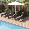 image:imageGiantex Patio Lounge Chair with Wheels Sun Tanning Chair with Adjustable 6Position Backrest Breathable Seat Fabric HeavyDuty Metal FrameOutdoor Pool Lounger for Backyard Beach 1BlackBlack