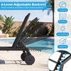 image:imageGiantex Patio Lounge Chair with Wheels Sun Tanning Chair with Adjustable 6Position Backrest Breathable Seat Fabric HeavyDuty Metal FrameOutdoor Pool Lounger for Backyard Beach 1BlackBlack