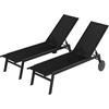 image:imageGiantex Patio Lounge Chair with Wheels Sun Tanning Chair with Adjustable 6Position Backrest Breathable Seat Fabric HeavyDuty Metal FrameOutdoor Pool Lounger for Backyard Beach 1BlackBlack