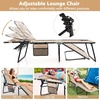 image:imageGiantex Patio Lounge Chairs for Outside  Folding Tanning Chair wHeadrest 4 Adjustable Positions Side Pocket Outdoor Chaise Lounge for Camping Pool Sunbathing Beach Chair PinkBeige