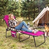 image:imageGiantex Patio Lounge Chairs for Outside  Folding Tanning Chair wHeadrest 4 Adjustable Positions Side Pocket Outdoor Chaise Lounge for Camping Pool Sunbathing Beach Chair PinkPink