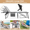 image:imageGiantex Patio Lounge Chairs for Outside  Folding Tanning Chair wHeadrest 4 Adjustable Positions Side Pocket Outdoor Chaise Lounge for Camping Pool Sunbathing Beach Chair PinkGrey