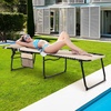 image:imageGiantex Patio Lounge Chairs for Outside  Folding Tanning Chair wHeadrest 4 Adjustable Positions Side Pocket Outdoor Chaise Lounge for Camping Pool Sunbathing Beach Chair PinkBeige