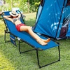 image:imageGiantex Patio Lounge Chairs for Outside  Folding Tanning Chair wHeadrest 4 Adjustable Positions Side Pocket Outdoor Chaise Lounge for Camping Pool Sunbathing Beach Chair PinkNavy