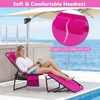 image:imageGiantex Patio Lounge Chairs for Outside  Folding Tanning Chair wHeadrest 4 Adjustable Positions Side Pocket Outdoor Chaise Lounge for Camping Pool Sunbathing Beach Chair PinkPink