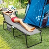 image:imageGiantex Patio Lounge Chairs for Outside  Folding Tanning Chair wHeadrest 4 Adjustable Positions Side Pocket Outdoor Chaise Lounge for Camping Pool Sunbathing Beach Chair PinkGrey