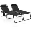 image:imageGiantex Patio Lounge Chairs for Outside  Folding Tanning Chair wHeadrest 4 Adjustable Positions Side Pocket Outdoor Chaise Lounge for Camping Pool Sunbathing Beach Chair PinkBlack